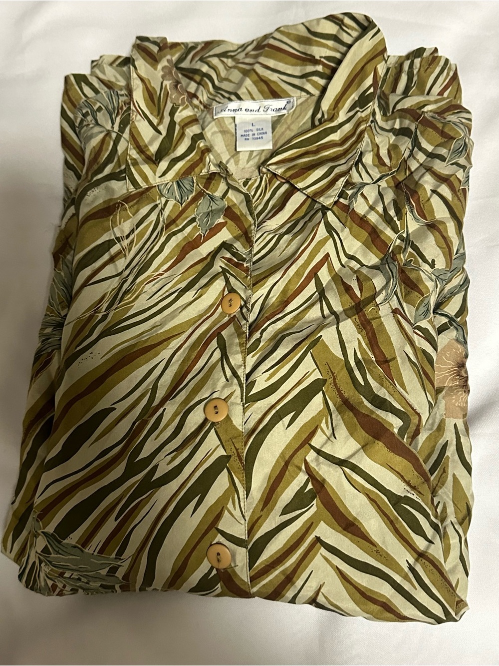 Anna And Frank Olive, Tan and Cream Floral-Print Button blouse - Picture 13 of 15